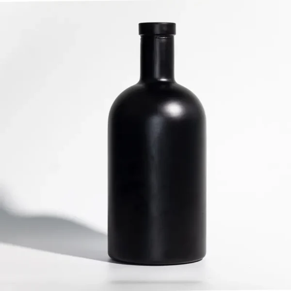 black painted gin glass bottle