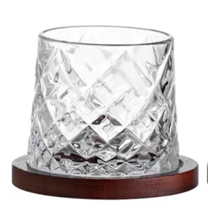 Crystal whisky rock diamond glass with tray